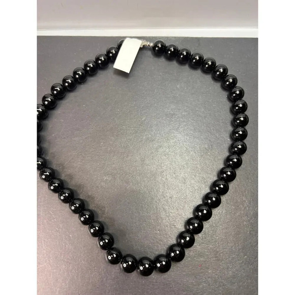 10mm Black Onyx necklace with sterling silver clasp *NEW* - Picture 2 of 11